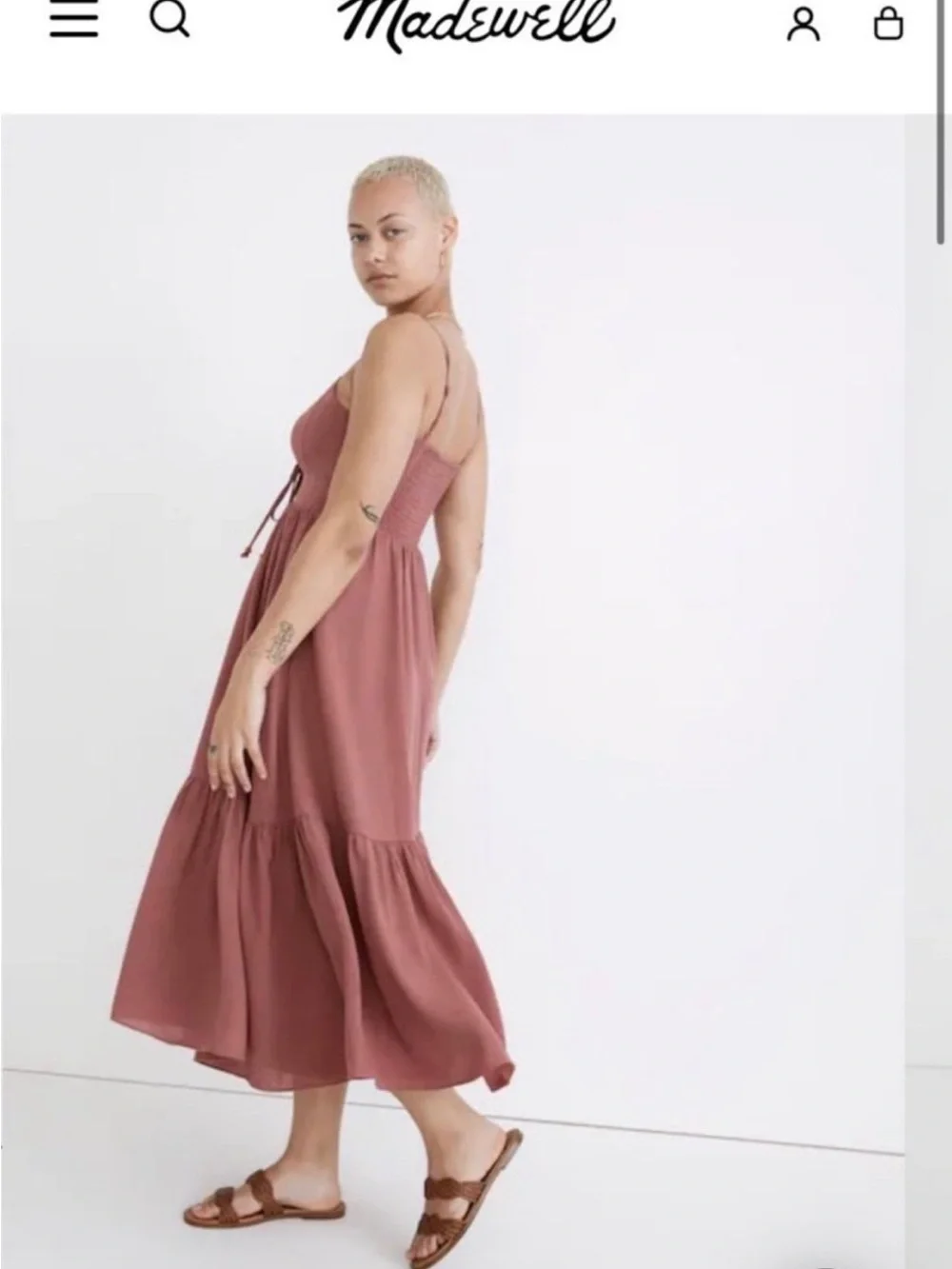 Madewell Dusty Rose Tiered Midi Dress